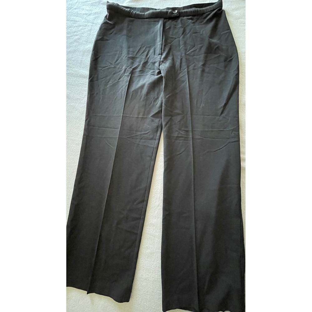 Briggs New York Womens Black Wide Leg Dress Pants Size 16 Elastic Waist Trousers